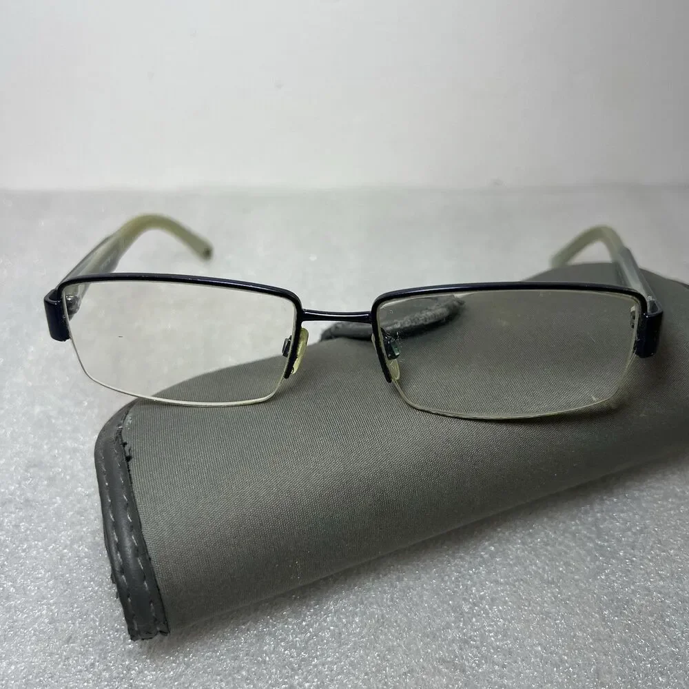 Emporio Armani EA1001 Eyeglass Frames Only Blue Rectangular Half Rim 54-17-135